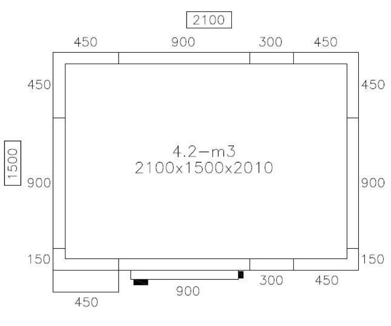 Freezer room 2.1 x 1.5 m - height 2.01 m - 4.1 m³