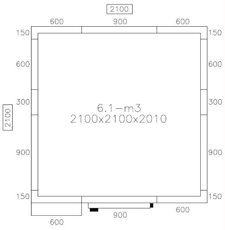 Freezer room 2.1 x 2.1 m - height 2.01 m - 6.2 m³