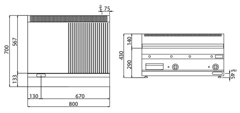 Electric griddle - smooth-ribbed (7.1 kW)