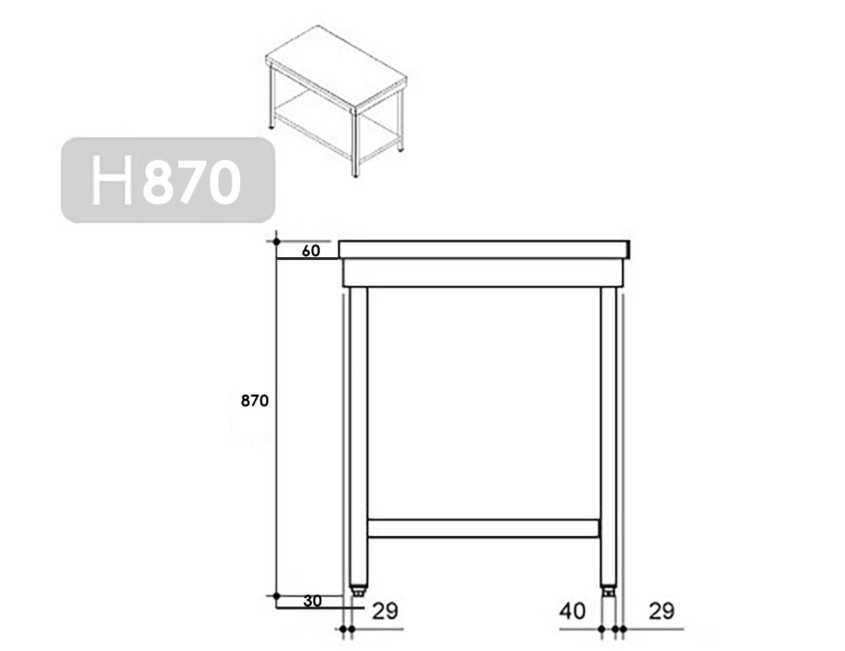 PREMIUM stainless steel work table 1.2 m - with lower shelf