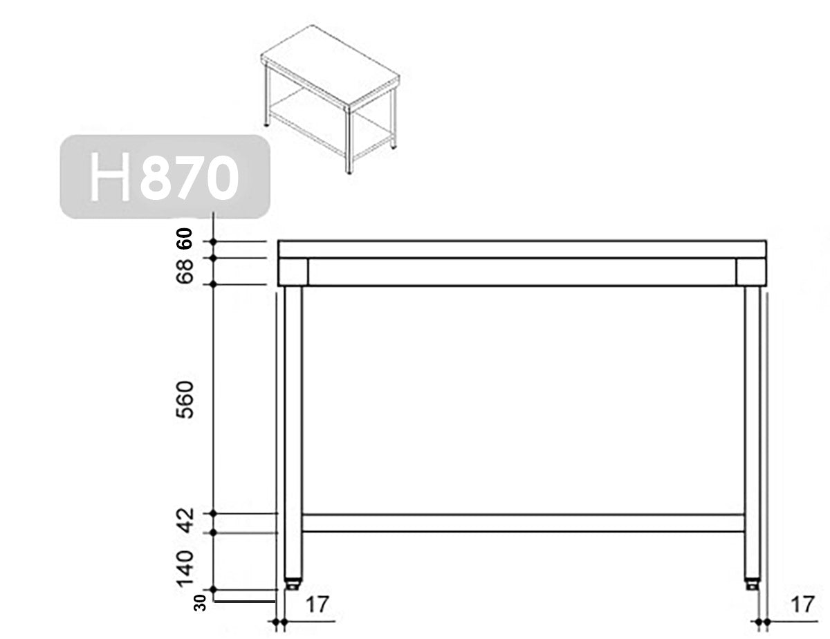 PREMIUM stainless steel work table 1.8 m - with lower shelf