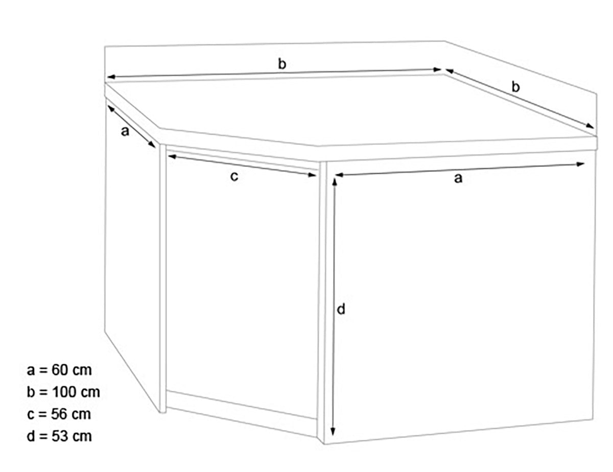 Corner work cabinet PREMIUM - with 1 double door and edging