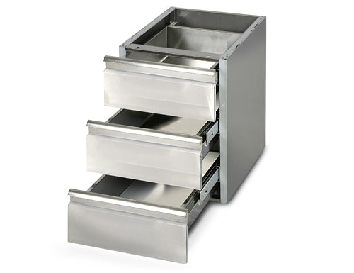 Stainless steel drawer table - 0.4 m - with 3 drawers - substructure module for work tables depth 800