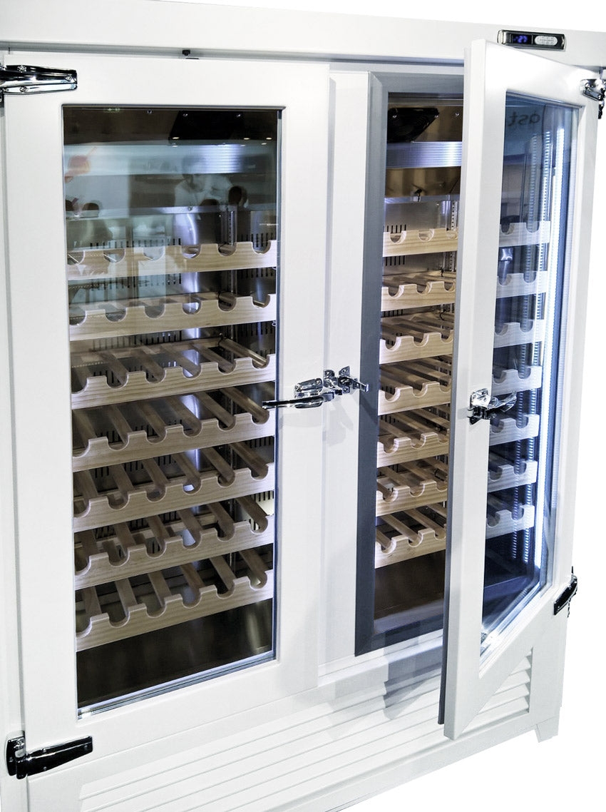 Wine refrigerator 640 liters - white - with 2 glass doors