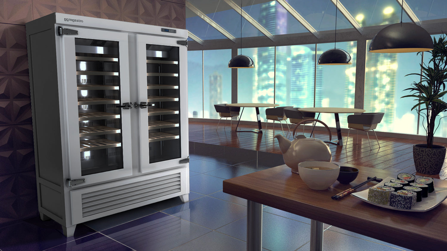 Wine refrigerator 640 liters - white - with 2 glass doors