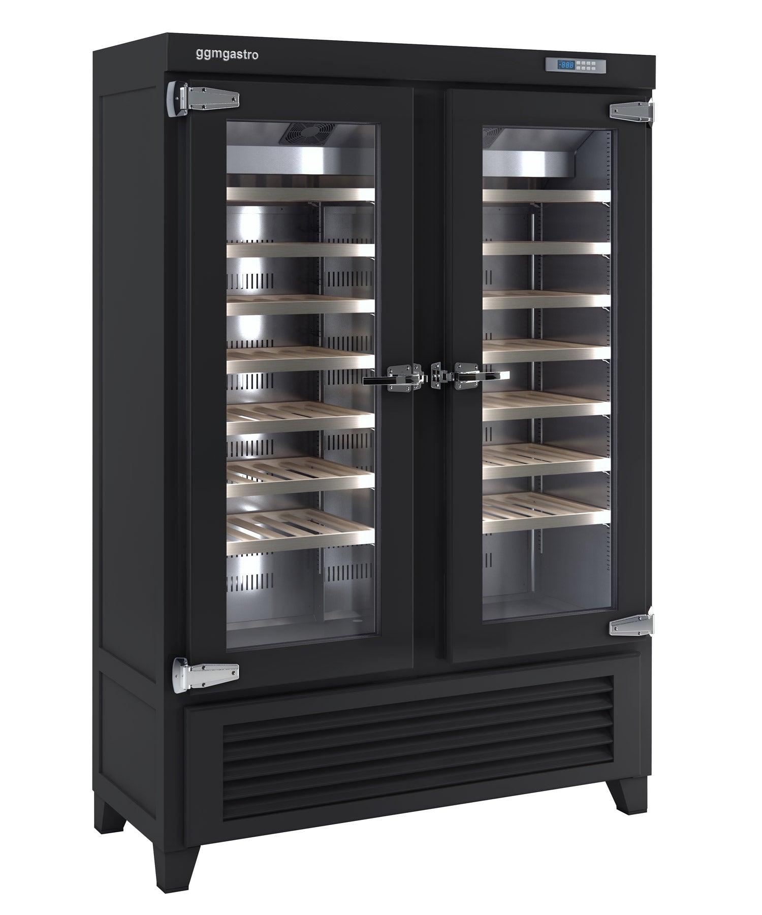 Хладилник за вино 640 литра - черен - с 2 стъклена врати