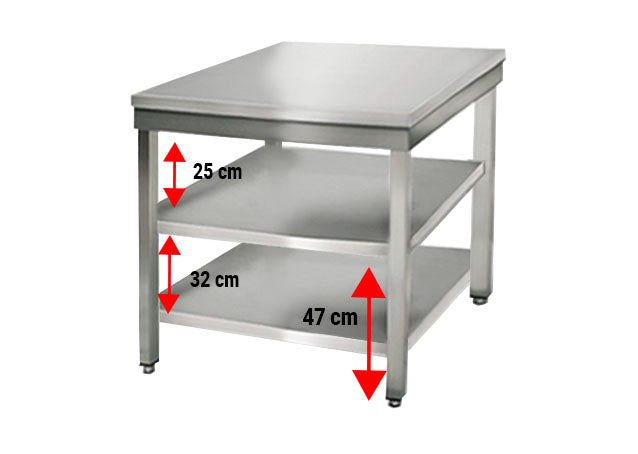 Stainless steel ECO work table - 0.7m - with lower shelf