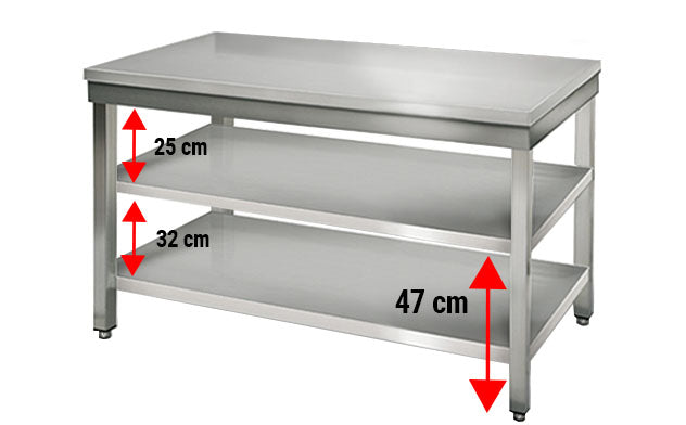 Stainless steel ECO work table - 1.2 m - with lower shelf