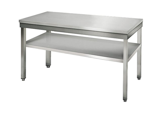 Stainless steel ECO work table - 1.4 m - with lower shelf