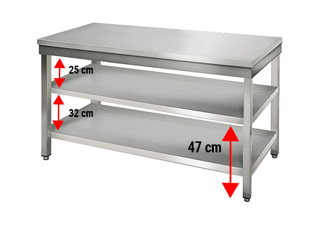 Stainless steel ECO work table - 1.4 m - with lower shelf