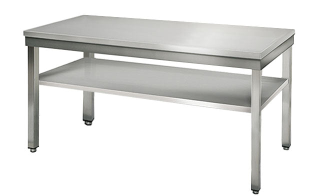 Stainless steel ECO work table - 1.6 m - with lower shelf