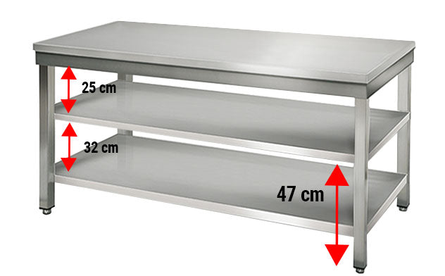 Stainless steel ECO work table - 1.6 m - with lower shelf