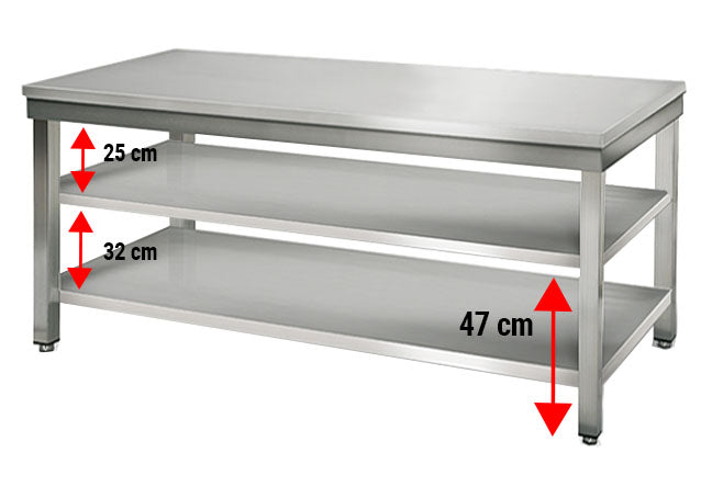 Stainless steel ECO work table - 1.8 m - with lower shelf