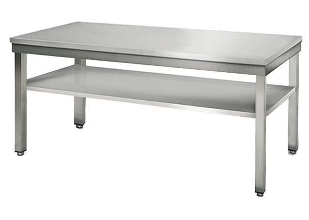 Stainless steel ECO work table - 2.0 m - with lower shelf