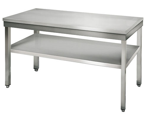 Stainless steel ECO work table - 1.0 m - with lower shelf