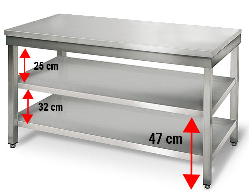 Stainless steel ECO work table - 1.0 m - with lower shelf