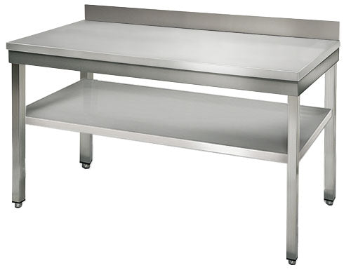 Stainless steel ECO work table - 1.0 m - with lower shelf and board