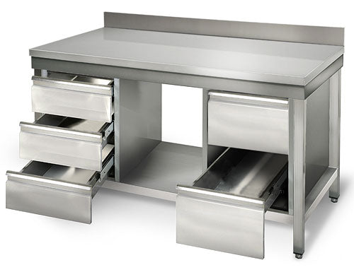 Stainless steel ECO work table - 2.0 m - with lower shelf and board