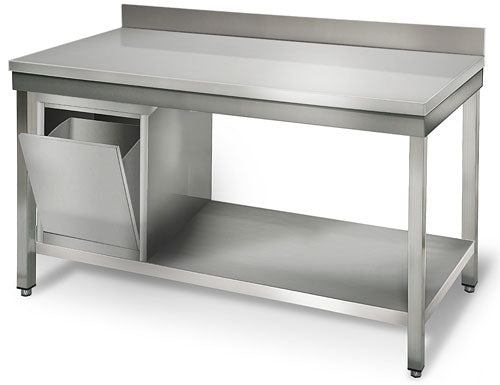 Stainless steel ECO work table - 1.0 m - with lower shelf and board