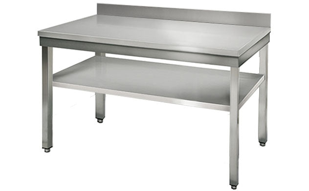 Stainless steel ECO work table - 1.2 m - with lower shelf and board