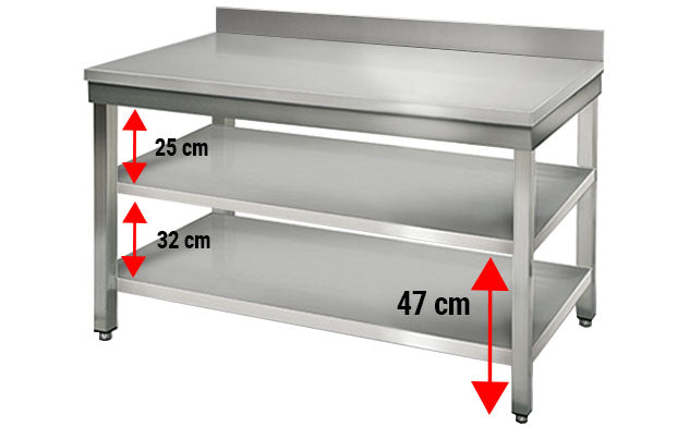 Stainless steel ECO work table - 1.2 m - with lower shelf and board