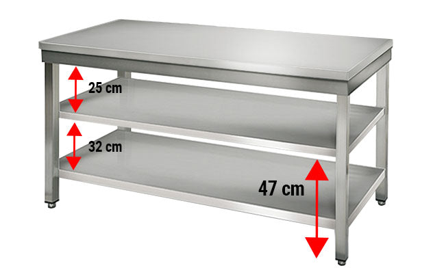 Stainless steel ECO work table - 1.5 m - with lower shelf