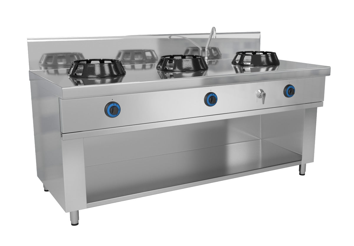 Gas stove with wok hobs - with 3 cooking places - 42 kW