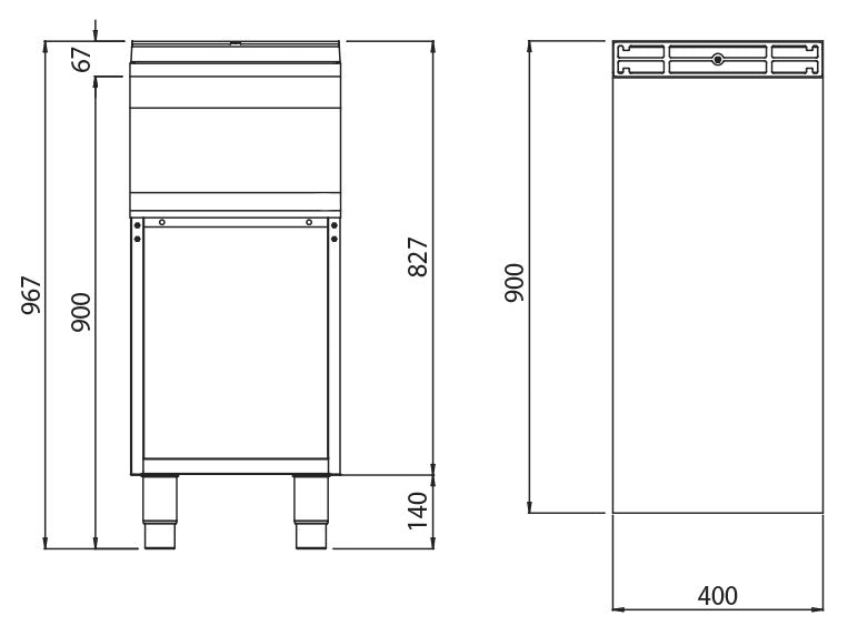 Single element - 0.4 m - with drawer