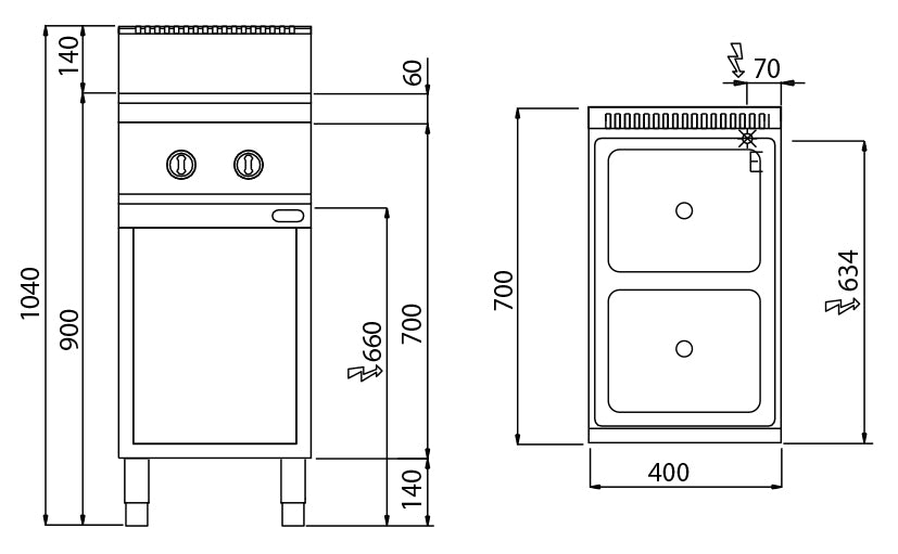 Индукционна готварска печка - 2 котлона (7 kW)