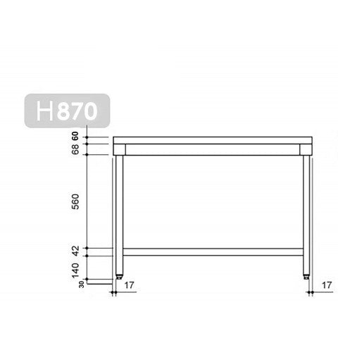 PREMIUM stainless steel work table - 1.4 m - with floor and base