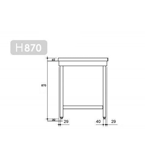 PREMIUM stainless steel work table - 1.4 m - with floor and base