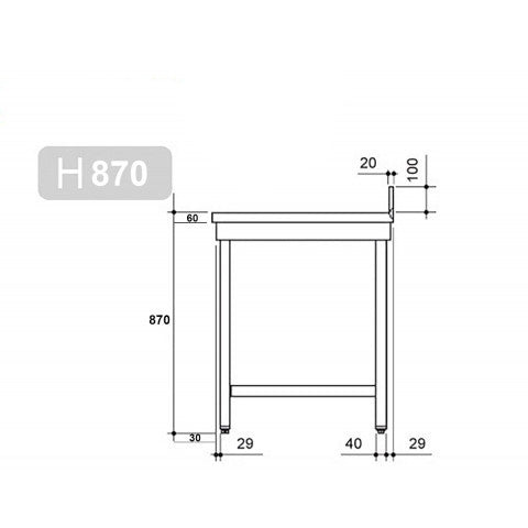 PREMIUM stainless steel work table - 1.2 m - with floor, base and support