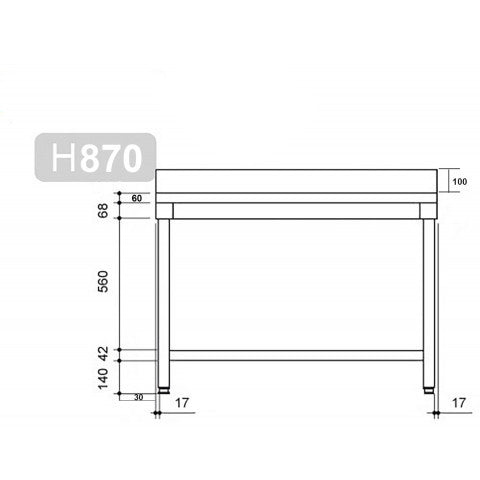 PREMIUM stainless steel work table - 1.2 m - with floor, base and support