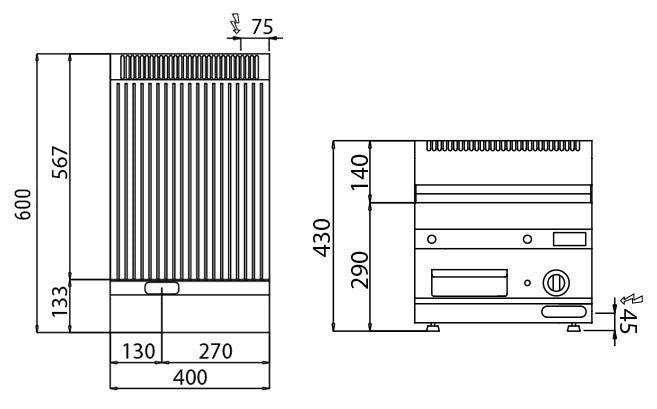 Ribbed electric plate (4.5 kW)