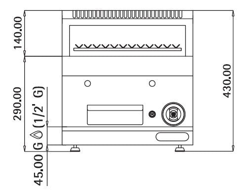 Газов грил с вулканични камъни (7 kW) - с накланяща се решетка + основа