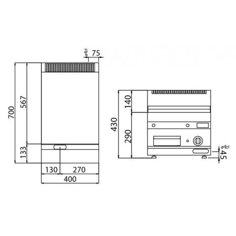 Electric baking plate - smooth (3.6 kW) + base