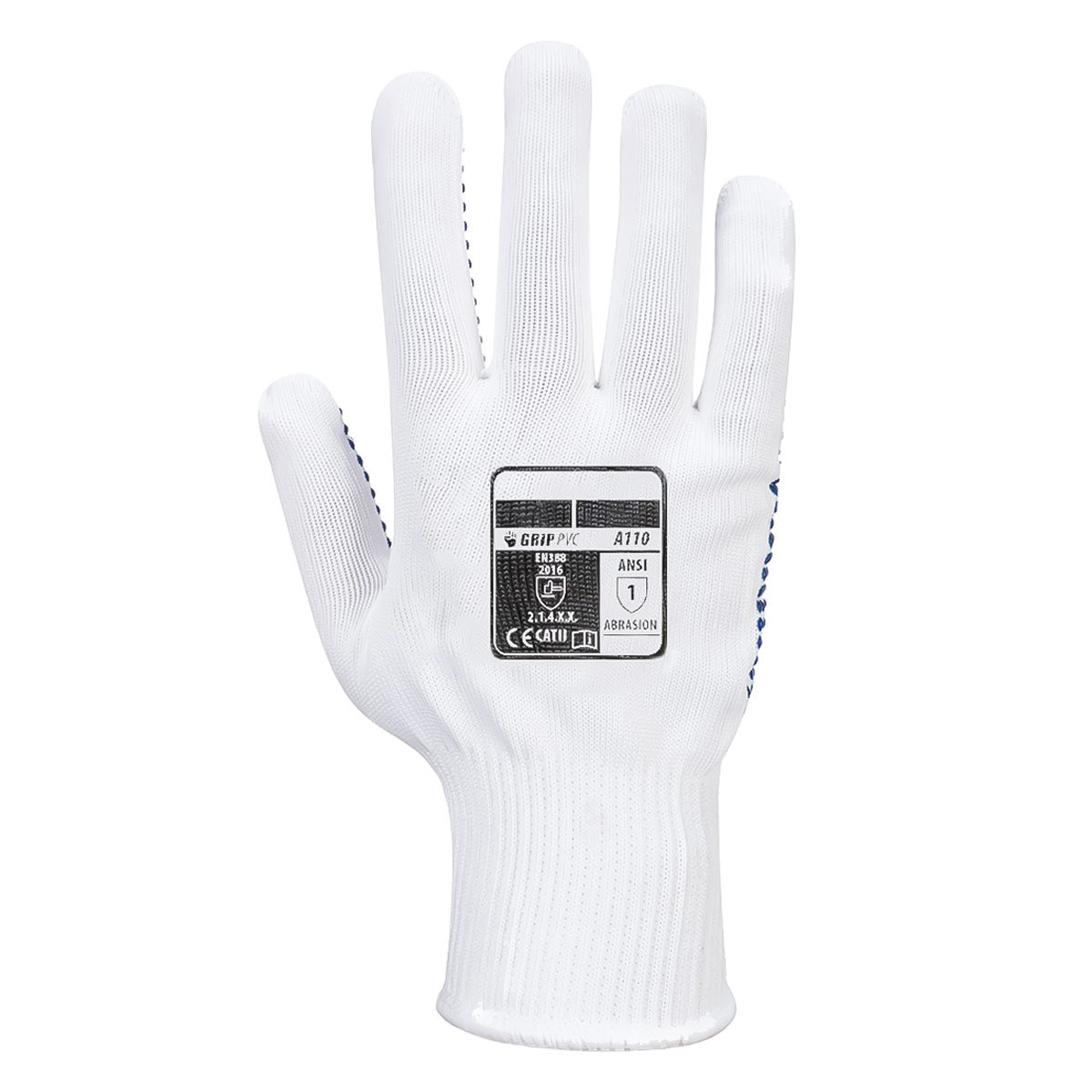 (10 Pairs) PVC Gloves with Tip - White/Blue - Size: L