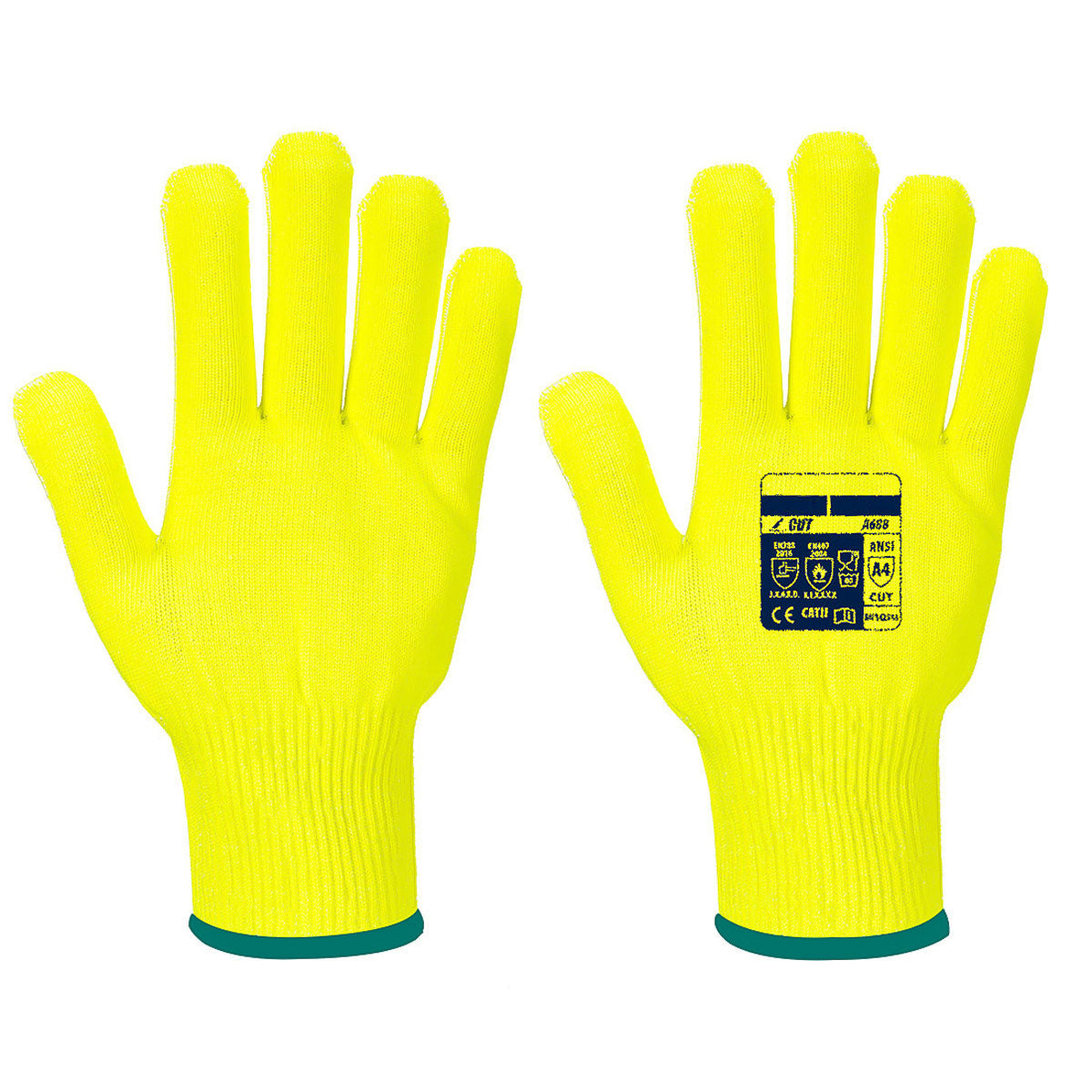 (10 Pairs) Pro Cut Cut Protection Gloves - Yellow - Size: L