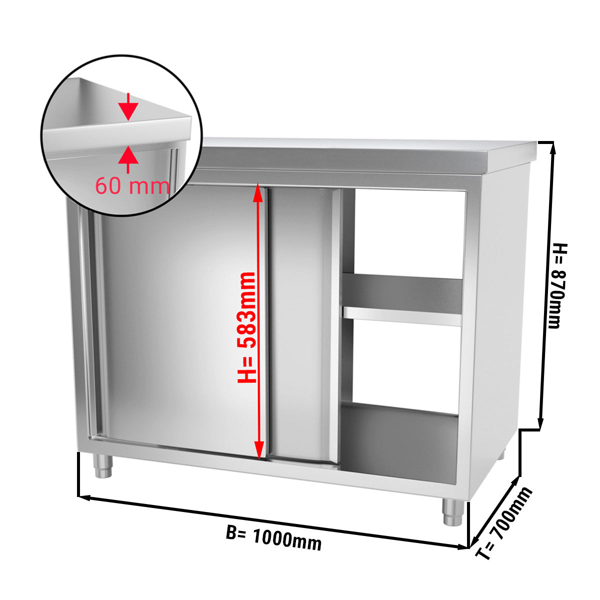 Worktop with opening PREMIUM - 1.0 m