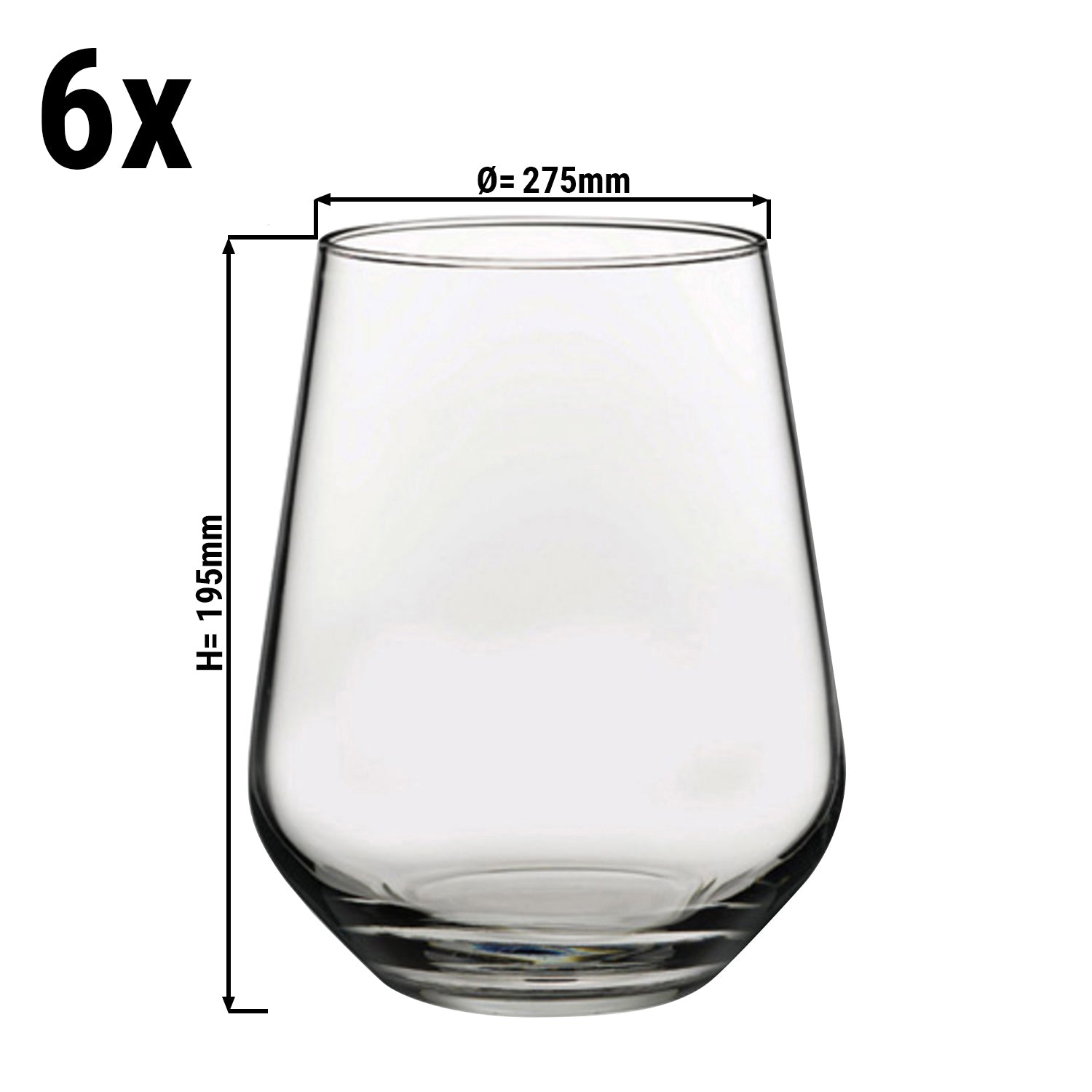 (6 броя) Универсална чаша за пиене - ALLEGRA - 425 мл - Прозрачна
