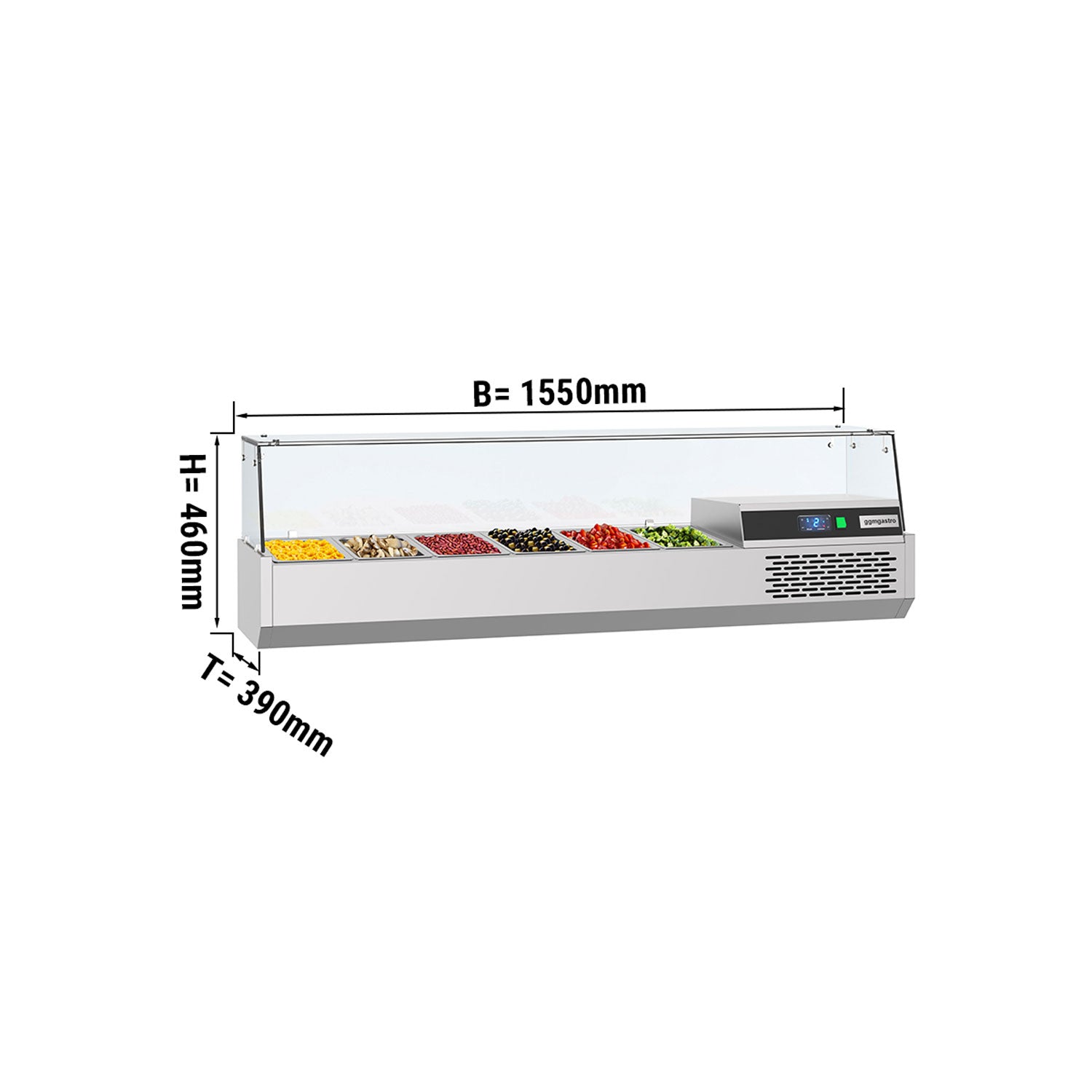 Refrigerated display case 1.5 x 0.46 m - for 6 x GN 1/3 containers