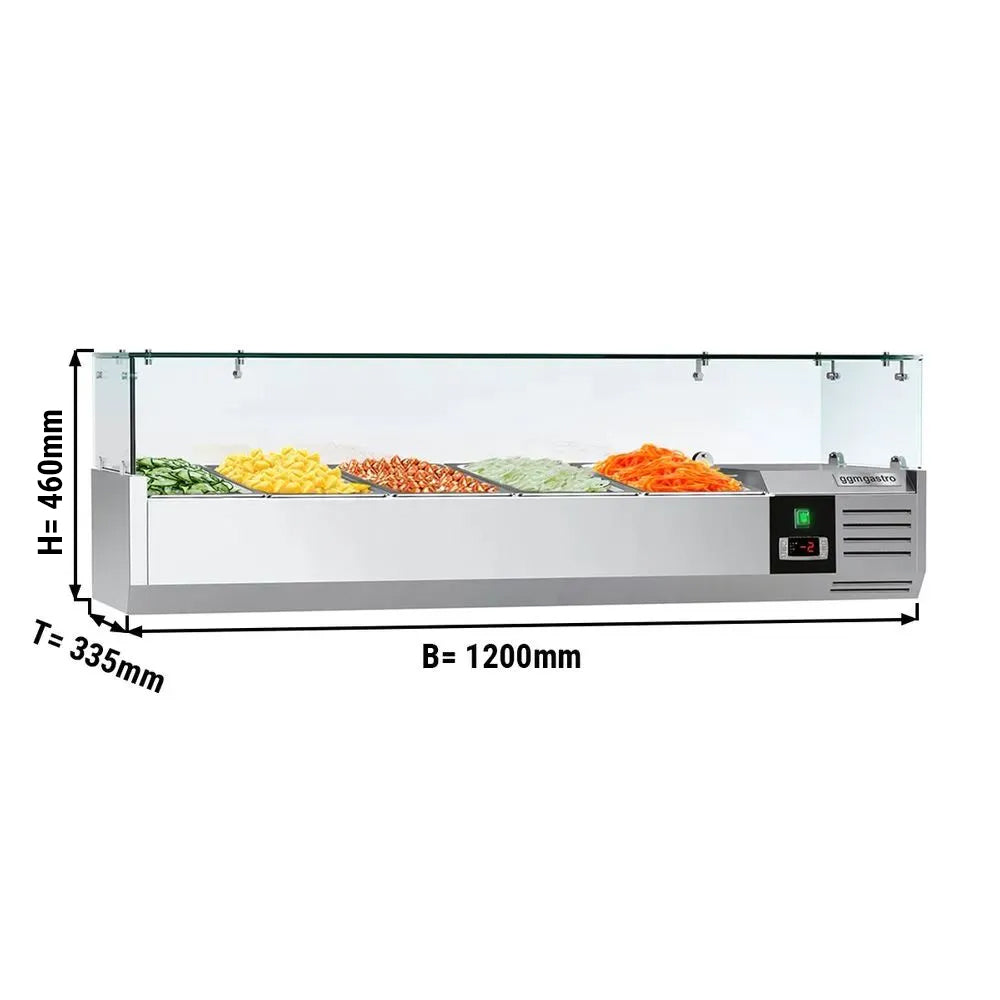 Хладилна витрина PREMIUM - 1,2 x 0,34 m - за 5x 1/4 GN контейнери