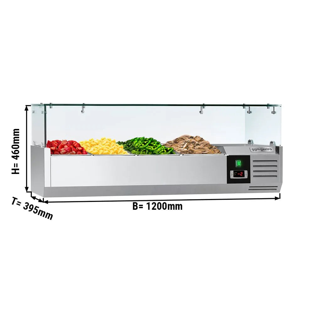 Refrigerated showcase PREMIUM - 1.2 x 0.4 m - for containers 4x 1/3 GN