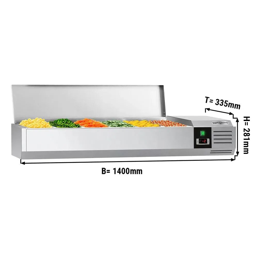 Хладилна витрина PREMIUM - 1,4 x 0,34 m - за контейнери 6x 1/4 GN