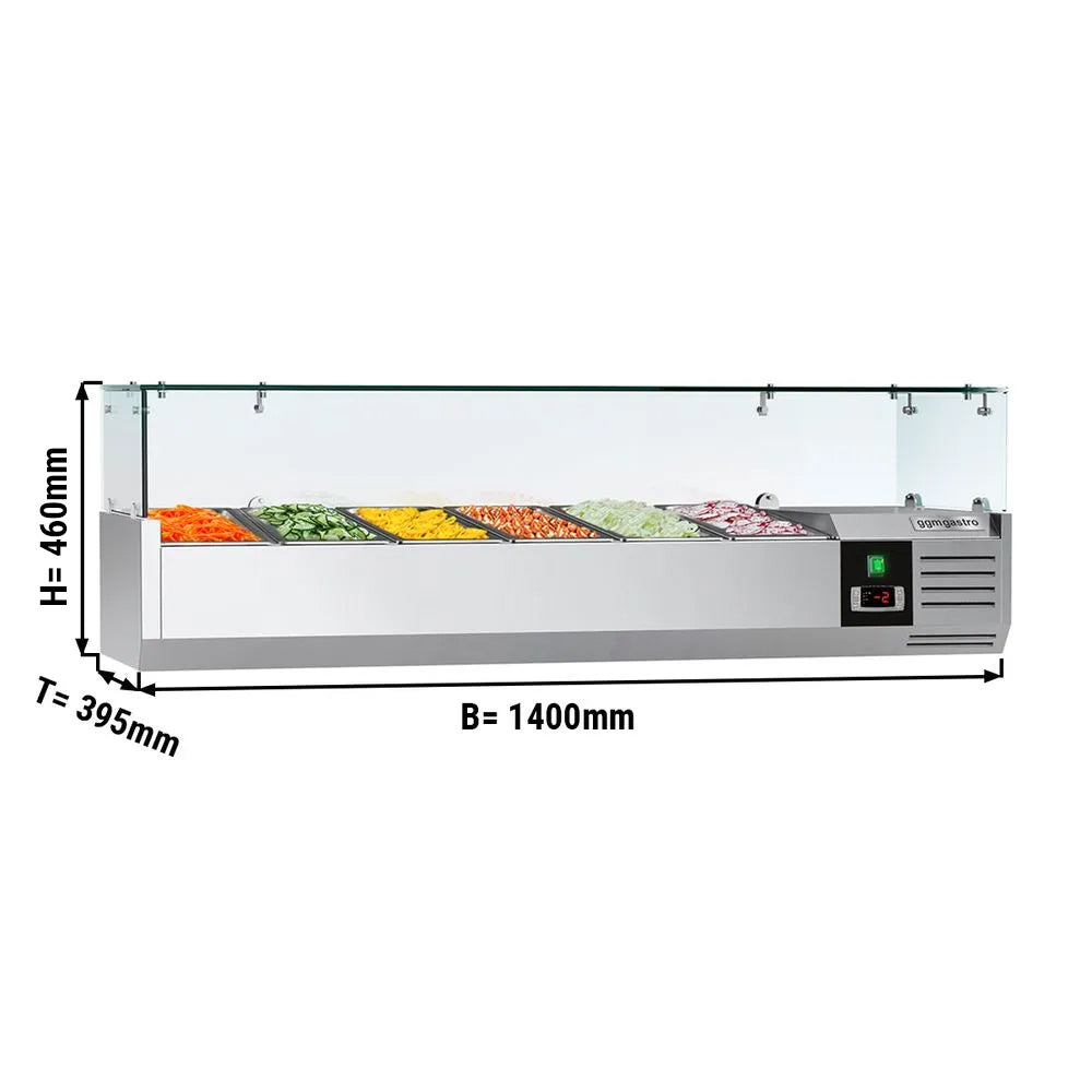 Хладилна витрина PREMIUM - 1,4 x 0,4 m - за контейнери 6x 1/3 N