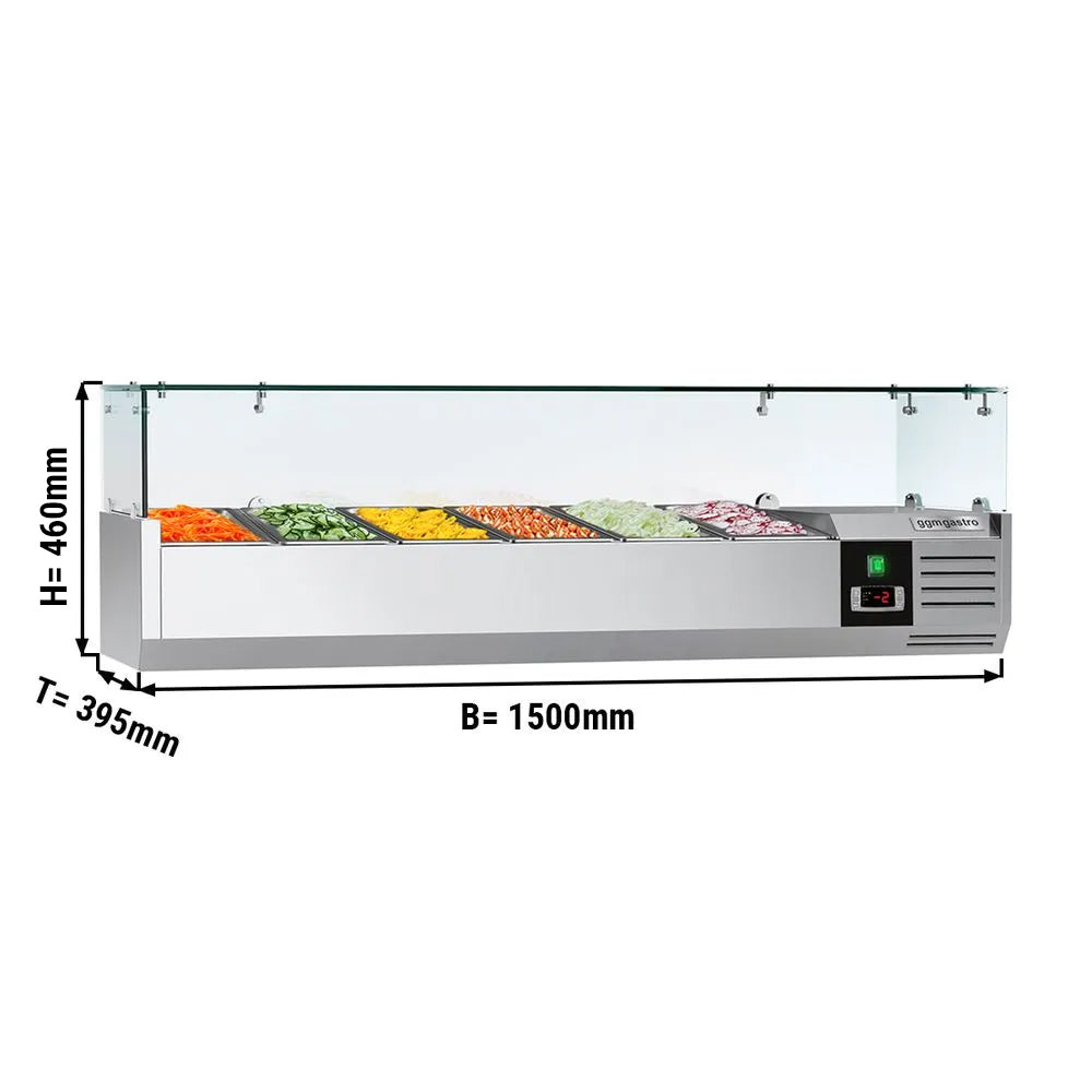 Хладилна витрина PREMIUM - 1,5 x 0,4 m - за контейнери 6x 1/3 GN
