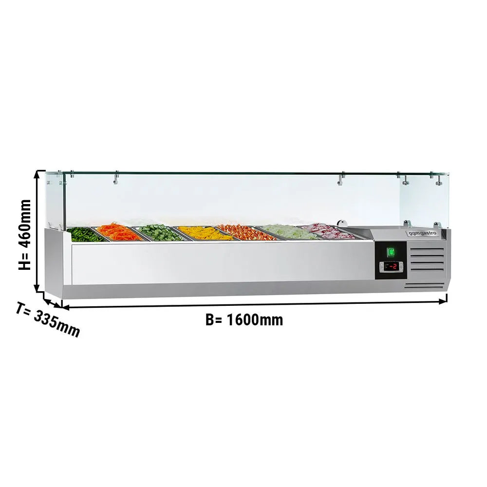 Хладилна витрина PREMIUM 1,6 m x 0,34 m - за 7x 1/4 GN контейнери