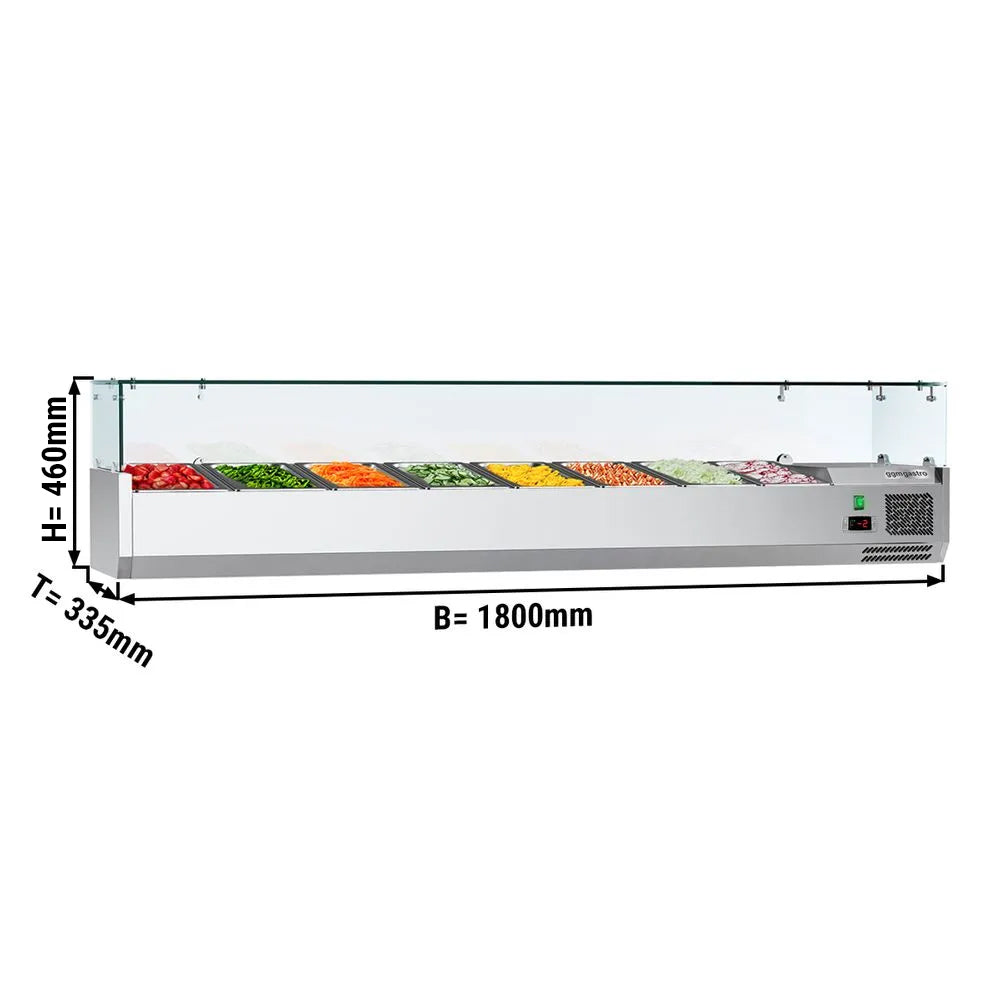 Refrigerated showcase ECO - 1.8 x 0.34 m - for containers 8x 1/4 GN