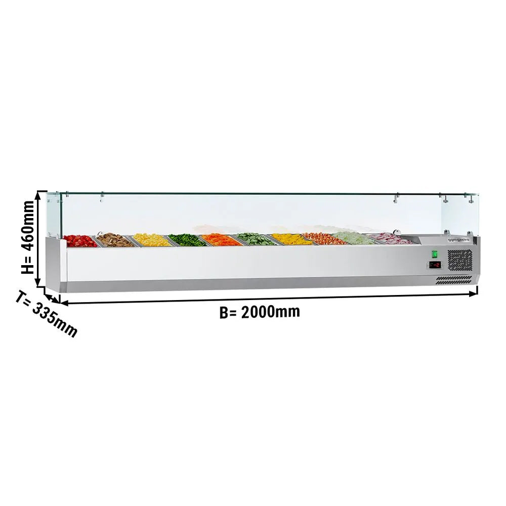 Refrigerated showcase ECO - 2.0 x 0.34 m - for containers 10x 1/4 GN