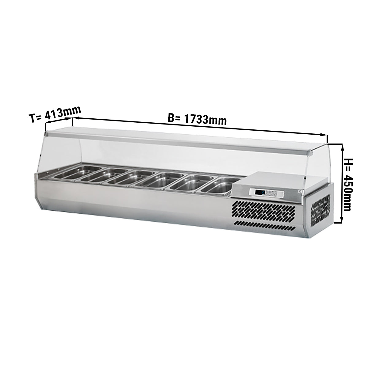 Refrigerated showcase / salad bar 1.7 x 0.41 m - for 6 x GN 1/3 containers